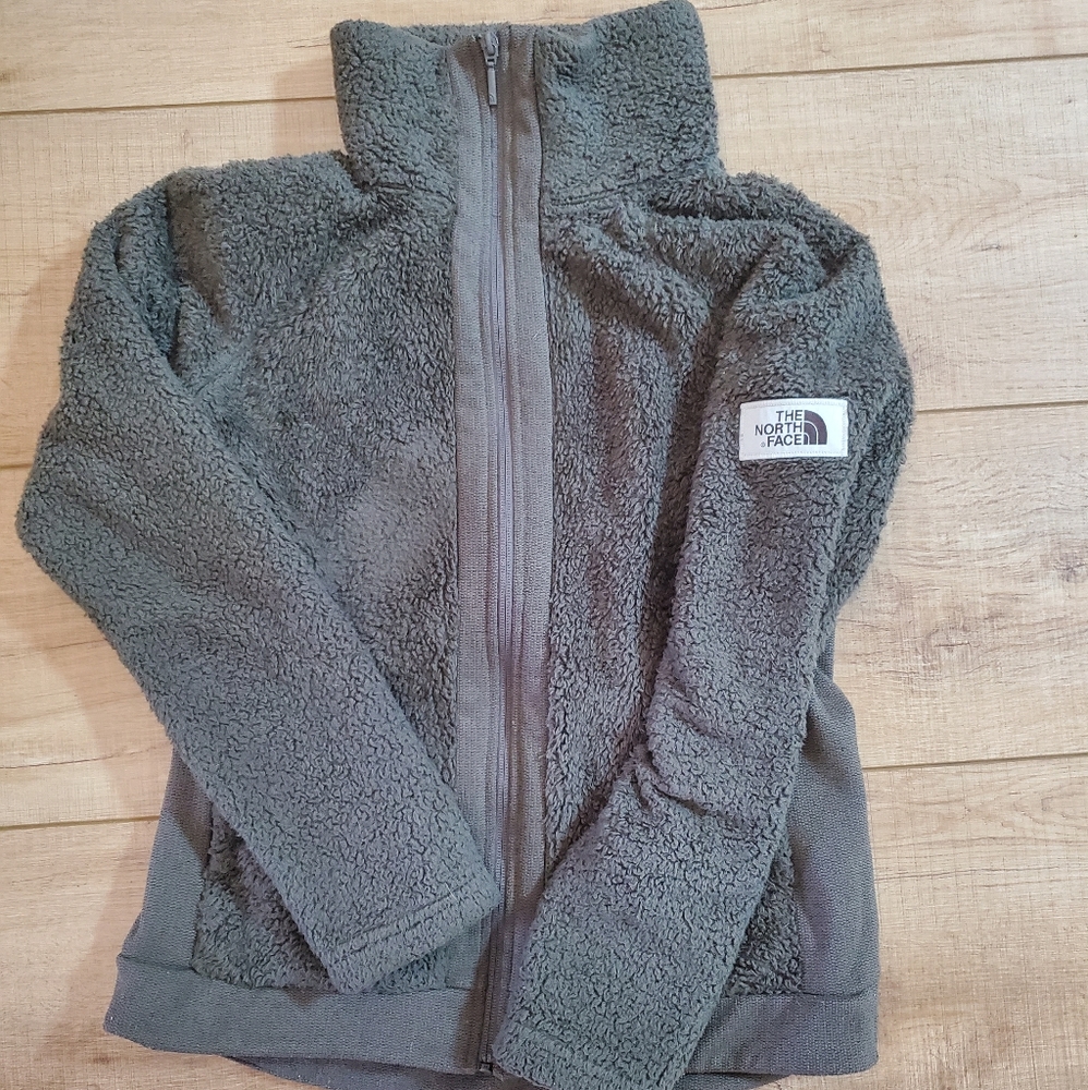 Olive Green North Face Teddy Bear Zip Fleece